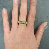 Peridot Vintage Ring - Half Eternity Band - Green Stackable Ring