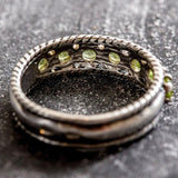 Peridot Vintage Ring - Half Eternity Band - Green Stackable Ring