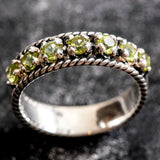 Peridot Vintage Ring - Half Eternity Band - Green Stackable Ring