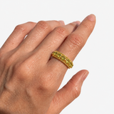 Gold Peridot Ring - Wide Rope Band - Green Eternity Ring