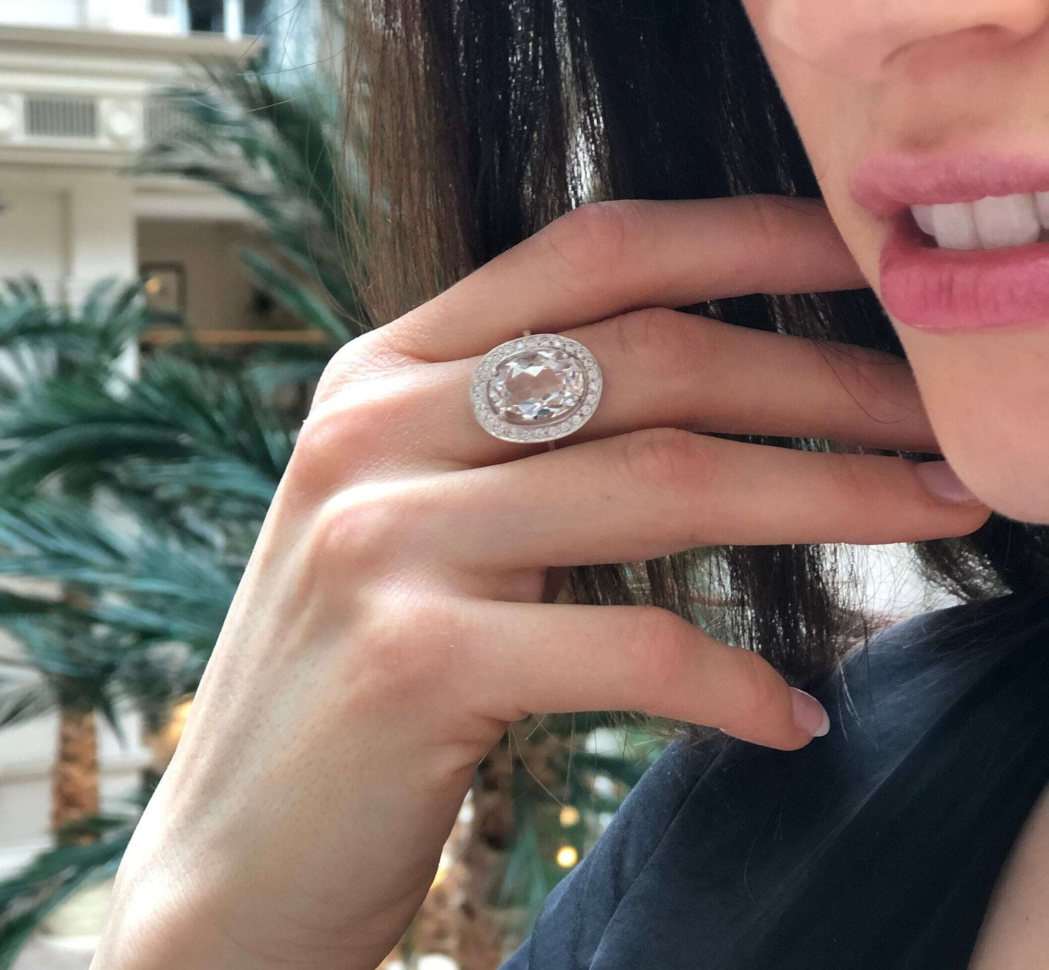 White Topaz Ring, Natural Topaz Ring, Victorian Ring, December Birthstone, Statement Ring, Large Diamond Ring, Oval Ring, Solid Silver Ring