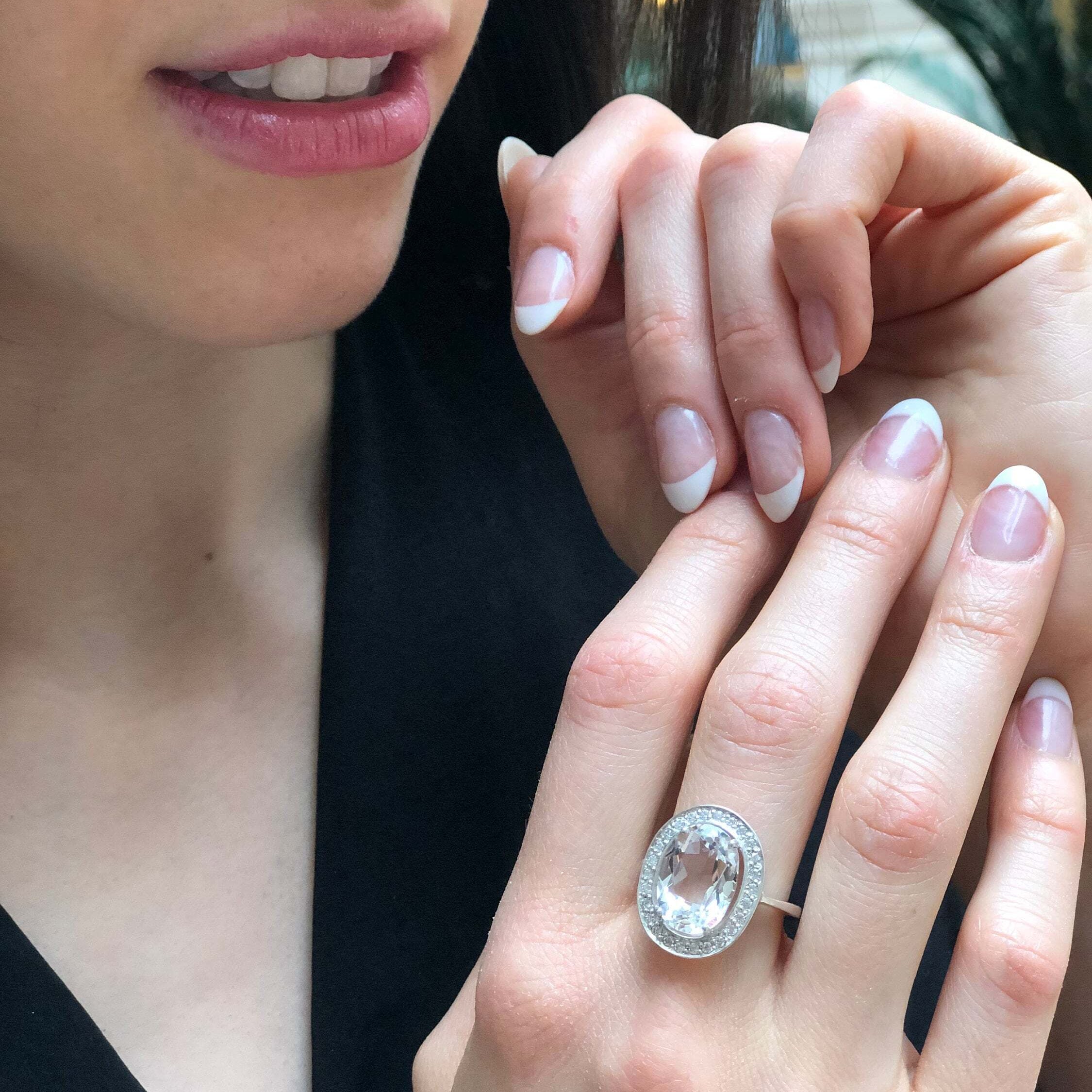 White Topaz Ring, Natural Topaz Ring, Victorian Ring, December Birthstone, Statement Ring, Large Diamond Ring, Oval Ring, Solid Silver Ring