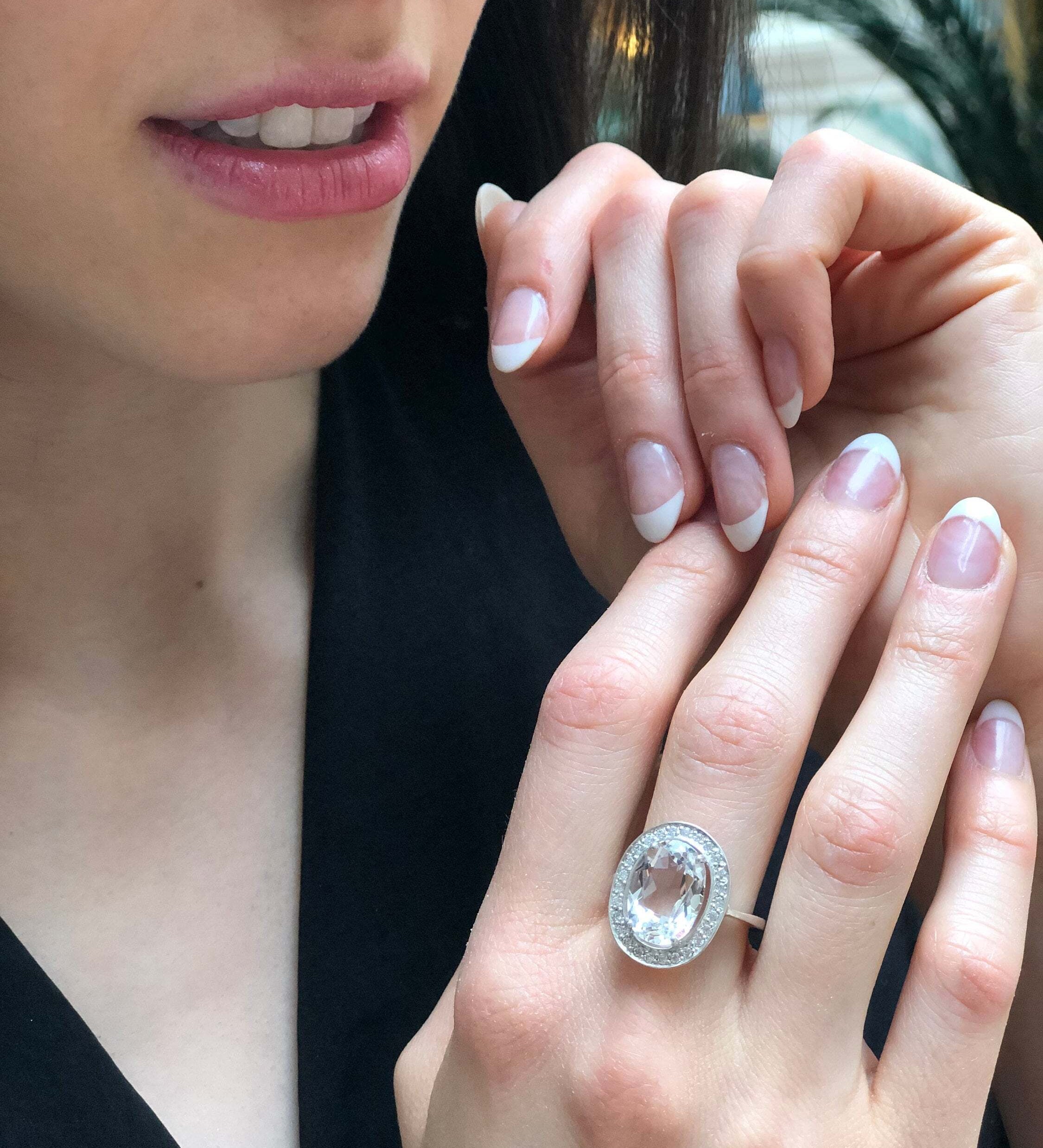 White Topaz Ring, Natural Topaz Ring, Victorian Ring, December Birthstone, Statement Ring, Large Diamond Ring, Oval Ring, Solid Silver Ring