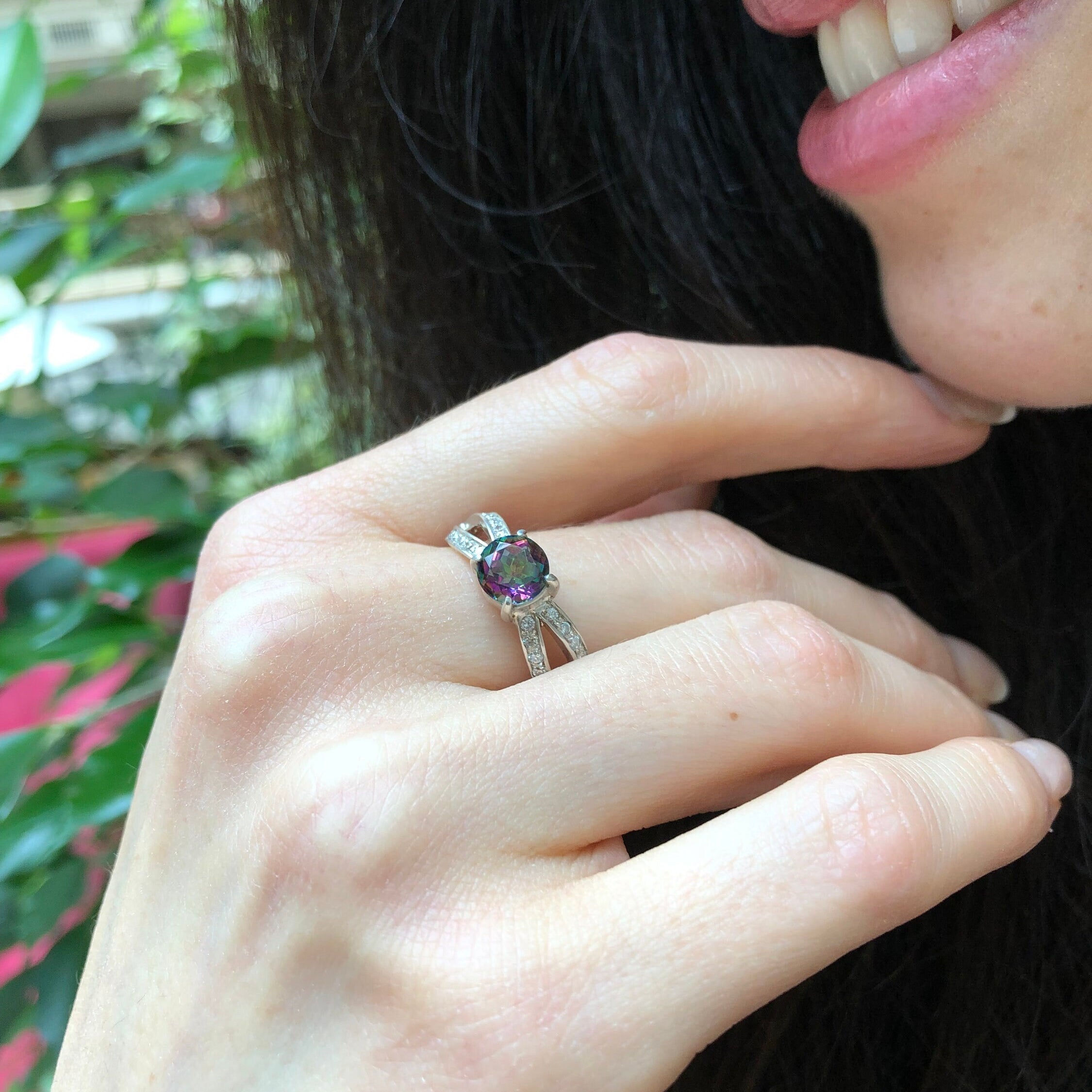 Mystic Topaz Ring, Natural Mystic Topaz, Purple Promise Ring, December Birthstone Ring, Rainbow Ring, Vintage Rings, Solid Silver Ring