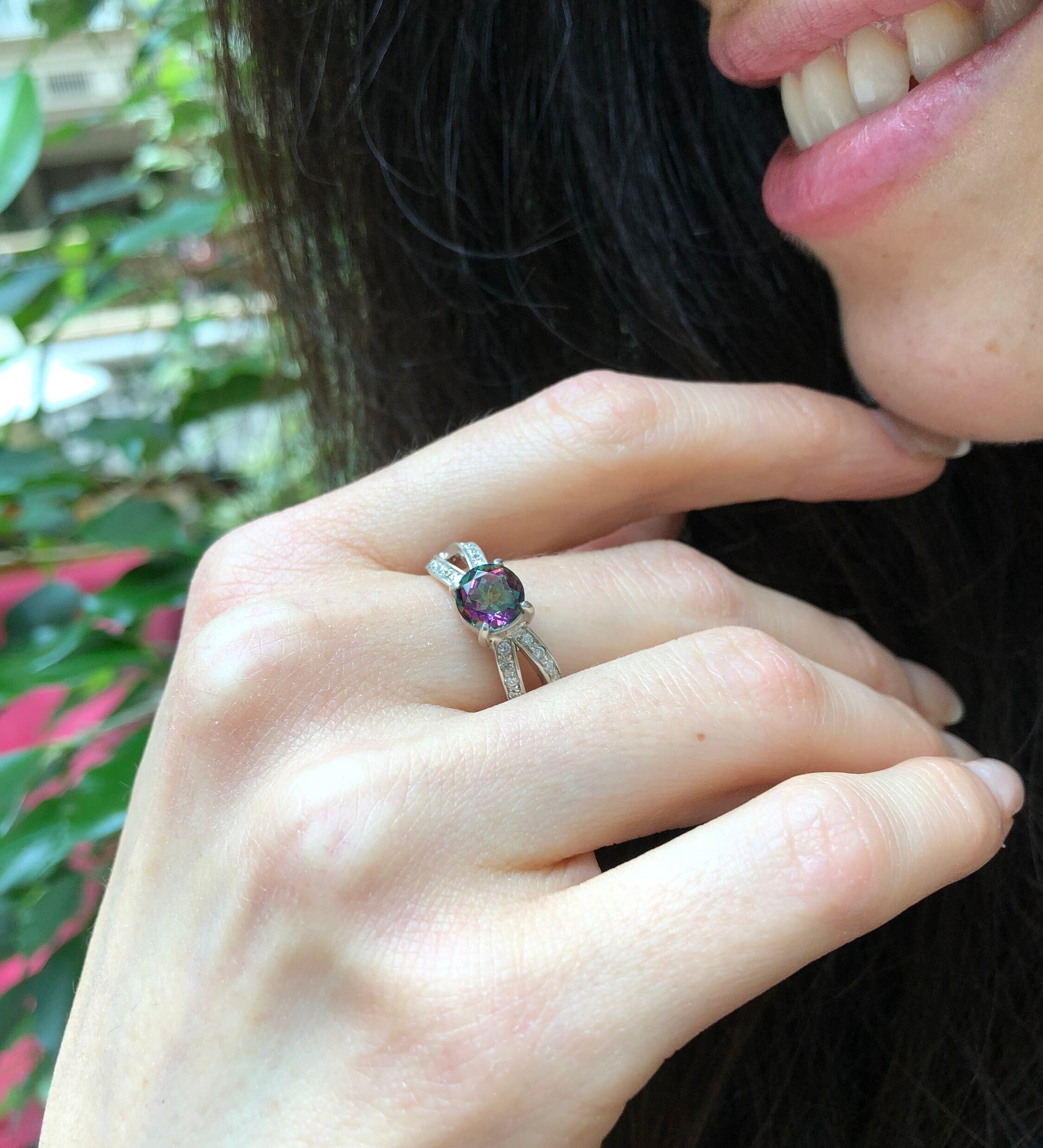 Mystic Topaz Ring, Natural Mystic Topaz, Purple Promise Ring, December Birthstone Ring, Rainbow Ring, Vintage Rings, Solid Silver Ring