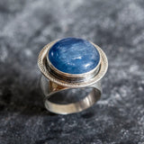 Blue Kyanite Ring - Natural Kyanite Ring - Blue Statement Ring