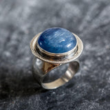 Blue Kyanite Ring - Natural Kyanite Ring - Blue Statement Ring