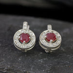 Stunning 925 Sterling Silver Earrings adorned with Natural Ruby, a symbol of love and passion, perfect for any occasion.