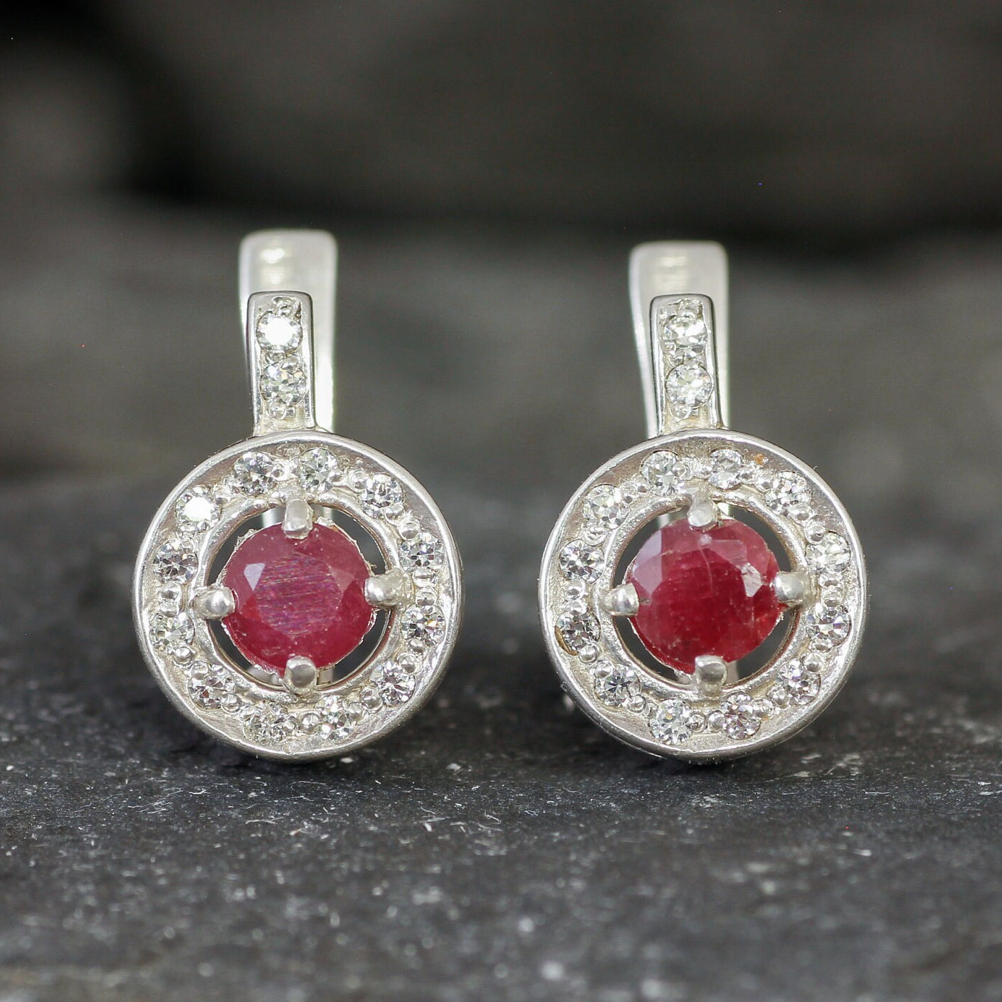 Chic 925 Sterling Silver Earrings featuring Natural Red Ruby, a timeless accessory for birthdays and everyday elegance.