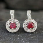 Chic 925 Sterling Silver Earrings featuring Natural Red Ruby, a timeless accessory for birthdays and everyday elegance.