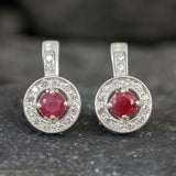 Chic 925 Sterling Silver Earrings featuring Natural Red Ruby, a timeless accessory for birthdays and everyday elegance.