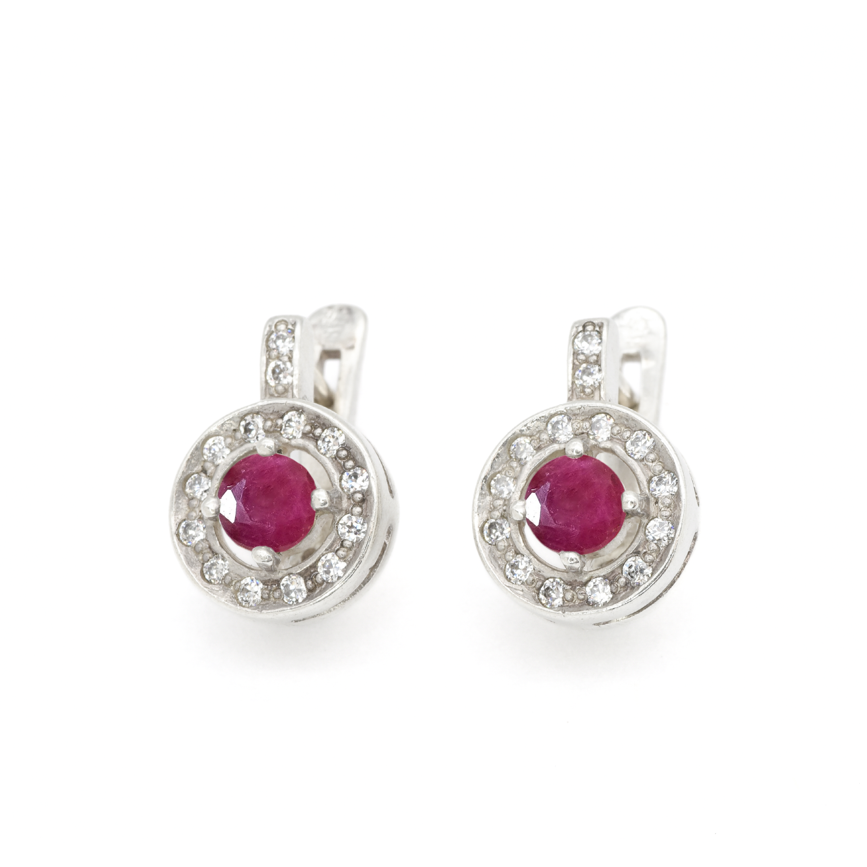 Natural Ruby Earrings made in 925 Sterling Silver with Round Natural Red Ruby in Halo setting, July Birthstone gift idea, symbolizes nobility, purity, and passion, ideal for everyday wear and perfect for birthday gifting and special occasions.