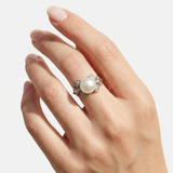 Pearl Bow Ring - Pearl Ribbon Ring - June Birthstone Ring