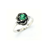 Created Emerald Ring made in 925 Sterling Silver with Round Created Green Emerald in Prong setting, May Birthstone gift idea, symbolizes, ideal for everyday wear and perfect for birthday gifting and special occasions.