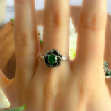 Emerald Flower Ring - Rose Vintage Ring - Dainty Emerald Ring