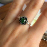 Emerald Flower Ring - Rose Vintage Ring - Dainty Emerald Ring