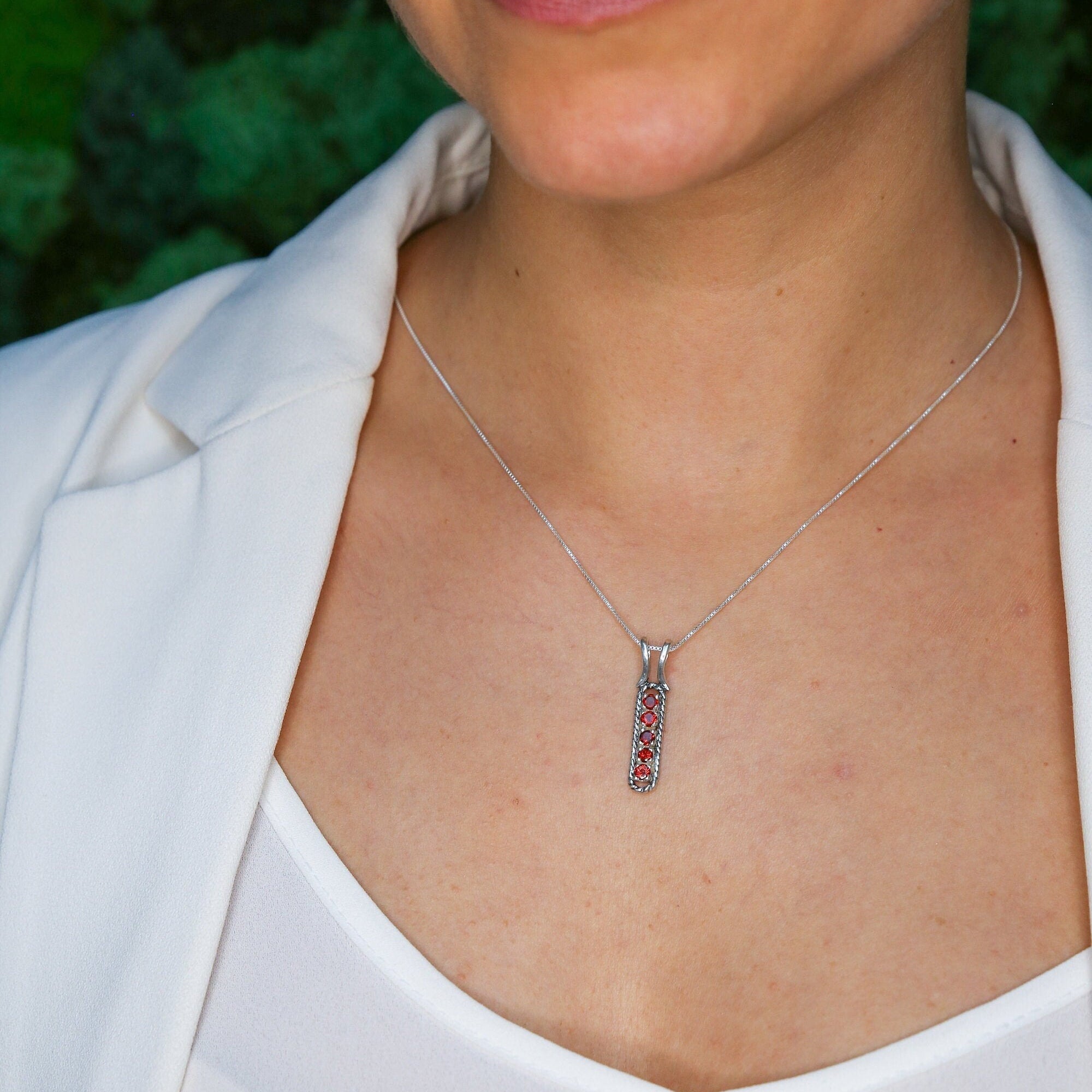 Elegant Ruby Pendant in 925 Sterling Silver, featuring a Round Created Red Ruby, perfect for birthdays and everyday elegance.