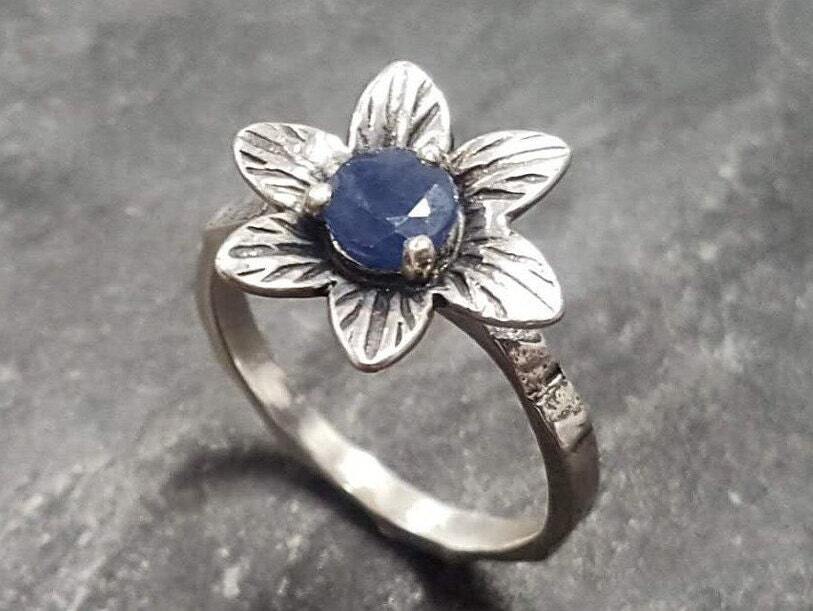 Natural Sapphire Ring made in 925 Sterling Silver with Round Natural Blue Sapphire in Prong setting, September Birthstone gift idea, symbolizes sincerity, truth, and faithfulness, ideal for everyday wear and perfect for birthday gifting and special occasions.