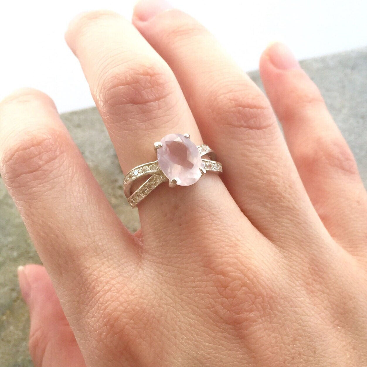Rose Quartz Ring, Natural Rose Quartz, Pink Diamond Ring, Pink Engagement Ring, Love Ring, Antique Ring, Promise Ring, Sterling Silver Ring