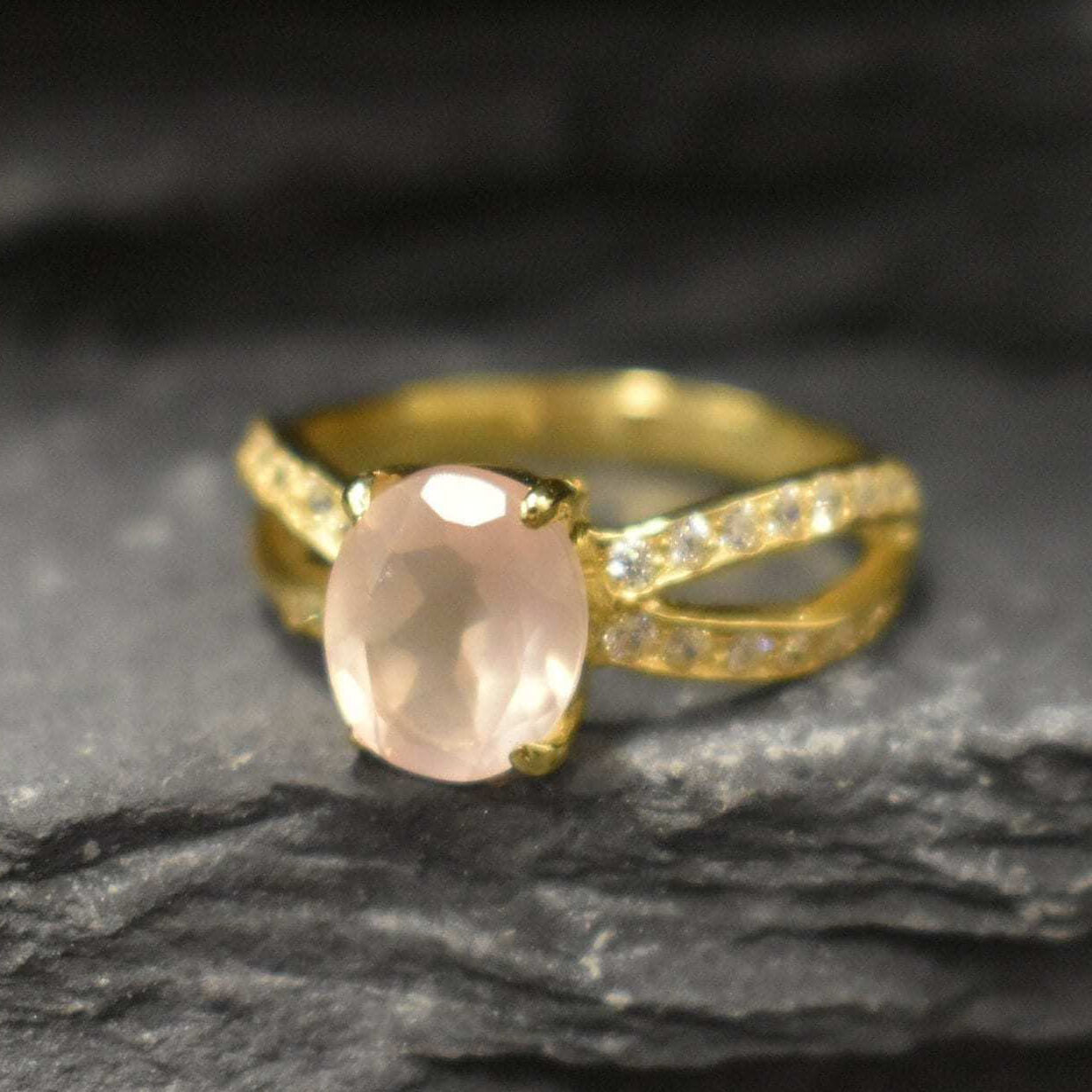 Rose Quartz Ring, Natural Rose Quartz, Pink Diamond Ring, Pink Engagement Ring, Love Ring, Antique Ring, Promise Ring, Sterling Silver Ring(1)