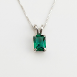 Created Emerald Pendant made in 925 Sterling Silver with Emerald Created Green Emerald in Prong setting, May Birthstone gift idea, symbolizes, ideal for everyday wear and perfect for birthday gifting and special occasions.