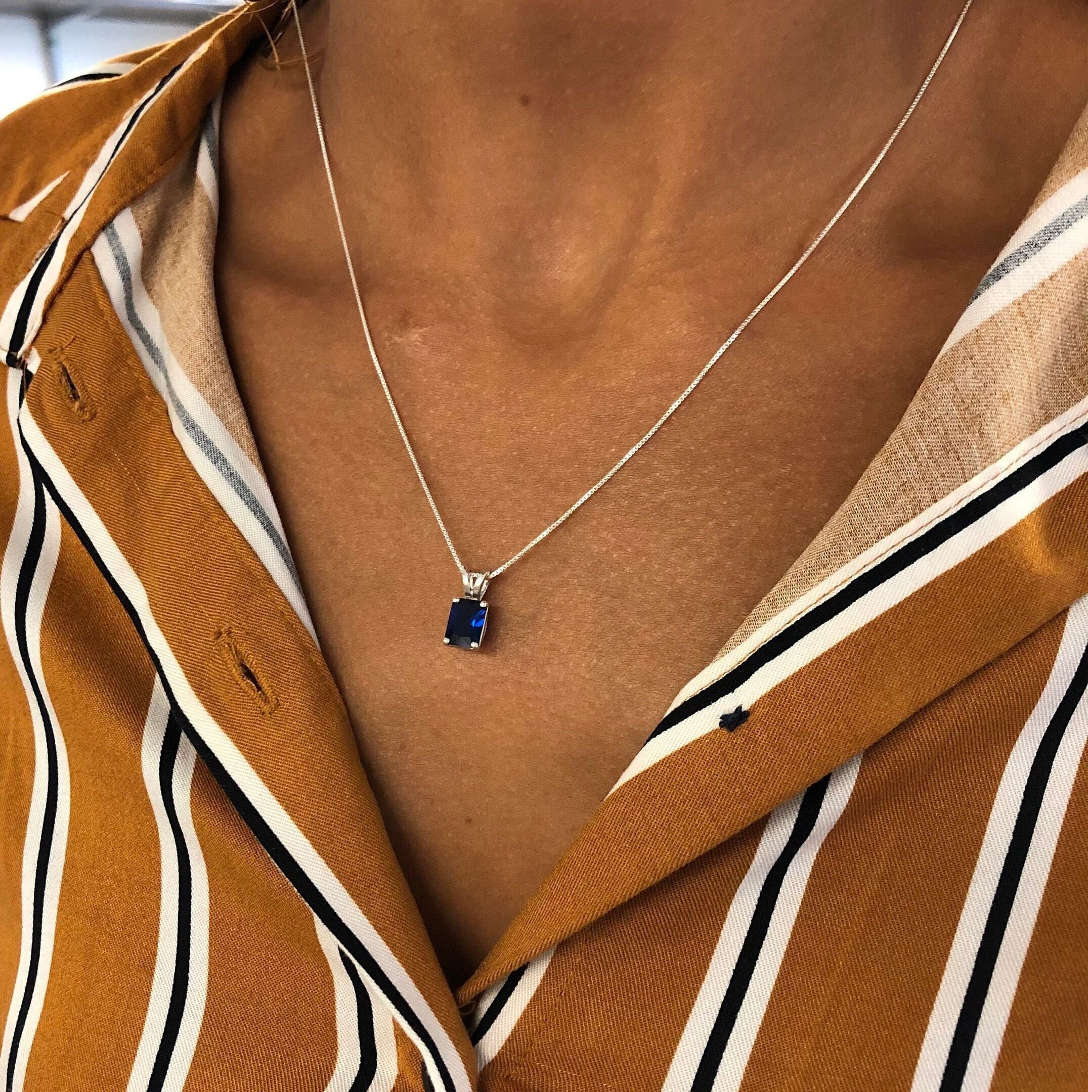 Elegant 925 Sterling Silver Emerald Pendant with created green emerald, perfect for everyday wear and special occasions.