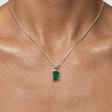 Elegant 925 Sterling Silver Emerald Pendant with created green emerald, perfect for everyday wear and special occasions.
