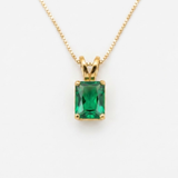 Created Emerald Pendant made in 18k Gold Vermeil with Emerald Created Green Emerald in Prong setting, May Birthstone gift idea, symbolizes, ideal for everyday wear and perfect for birthday gifting and special occasions.