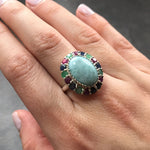 Larimar Ring, Large Larimar Ring, March Birthstone, Natural Larimar, Emerald, Ruby, Sapphire, Natural Stones, Solid Silver, Pure Silver Ring