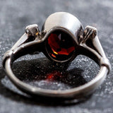 Garnet Ring - Red Oval Ring - Vintage Bezel Ring