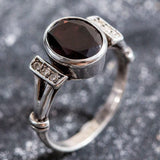 Garnet Ring - Red Oval Ring - Vintage Bezel Ring