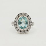 Gold Aquamarine Ring - Vintage Aquamarine Ring - Blue Solitaire Ring