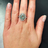 Aquamarine Victorian Ring - Blue Gemstone Ring - Aquamarine Halo Ring