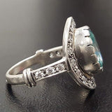 Aquamarine Victorian Ring - Blue Gemstone Ring - Aquamarine Halo Ring