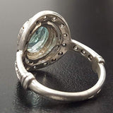 Aquamarine Victorian Ring - Blue Gemstone Ring - Aquamarine Halo Ring