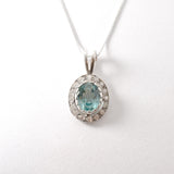 Gold Aquamarine Pendant - Blue Aquamarine Necklace, Gold Oval Pendant