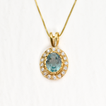 Blue Aquamarine Pendant, Blue Diamond Pendant, Created Aquamarine Pendant, Antique Necklace, Vintage Pendant, Victorian Pendant, 925 Silver(1)