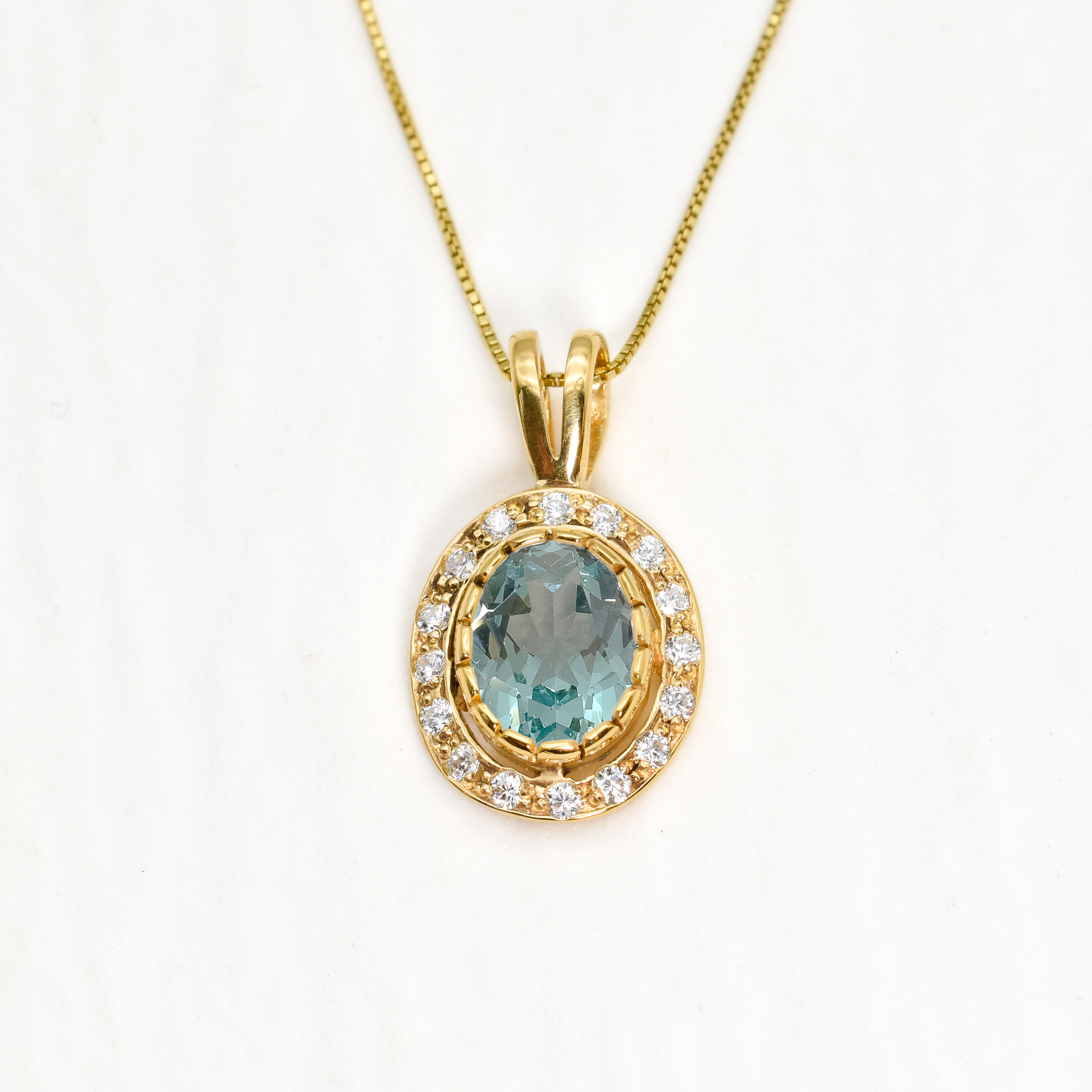 Blue Aquamarine Pendant, Blue Diamond Pendant, Created Aquamarine Pendant, Antique Necklace, Vintage Pendant, Victorian Pendant, 925 Silver(1)