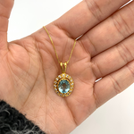 Blue Aquamarine Pendant, Blue Diamond Pendant, Created Aquamarine Pendant, Antique Necklace, Vintage Pendant, Victorian Pendant, 925 Silver(1)