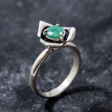 Emerald Ring, Flower Ring, Natural Emerald Ring, Rose Ring, Natural Emerald, May Birthstone Ring, Vintage Silver Ring, Real Emerald, Rose