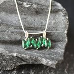 Emerald Pendant, Created Emerald, Emerald Cut Pendant, Green Baguette Pendant, Asymmetric Pendant, Minimalist Pendant, 925 Silver Pendant