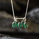 Emerald Pendant, Created Emerald, Emerald Cut Pendant, Green Baguette Pendant, Asymmetric Pendant, Minimalist Pendant, 925 Silver Pendant