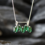 Emerald Pendant, Created Emerald, Emerald Cut Pendant, Green Baguette Pendant, Asymmetric Pendant, Minimalist Pendant, 925 Silver Pendant