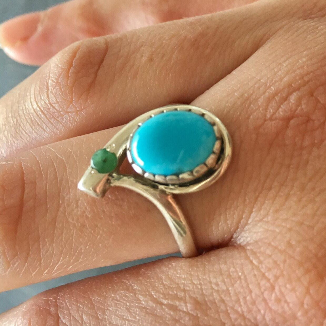 Turquoise Ring, Natural Turquoise, December Birthstone, Natural Emerald Ring, Arizona Turquoise, Vintage Ring, May Birthstone, Solid Silver