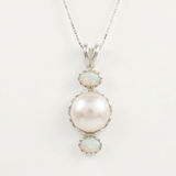 Real Pearl Pendant - Bridal Necklace- Real Opal Necklace