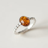 Bubble Amber Ring - Natural Amber Ring, Yellow Amber Ring