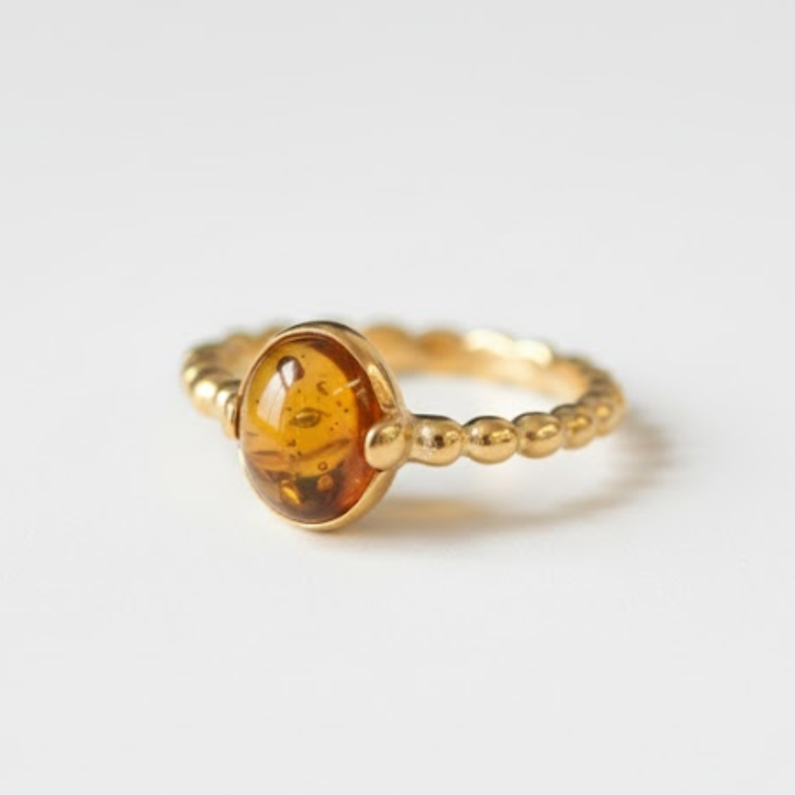 Bubble Amber Ring - Natural Amber Ring, Yellow Amber Ring