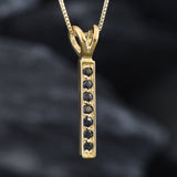 Vertical Sapphire Pendant - Natural Sapphire Necklace, Gold Sapphire Pendant