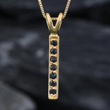 Vertical Sapphire Pendant - Natural Sapphire Necklace, Gold Sapphire Pendant