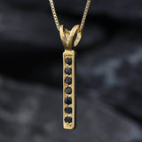 Vertical Sapphire Pendant - Natural Sapphire Necklace, Gold Sapphire Pendant